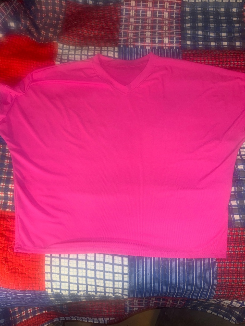Women's V-Neck Blouse in Bright Pink